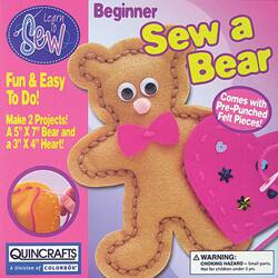 slide 1 of 1, Bear and Heart Learn To Sew Kid's Craft Kit