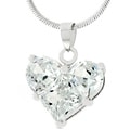 Silvertone Cubic Zirconia Heart Necklace