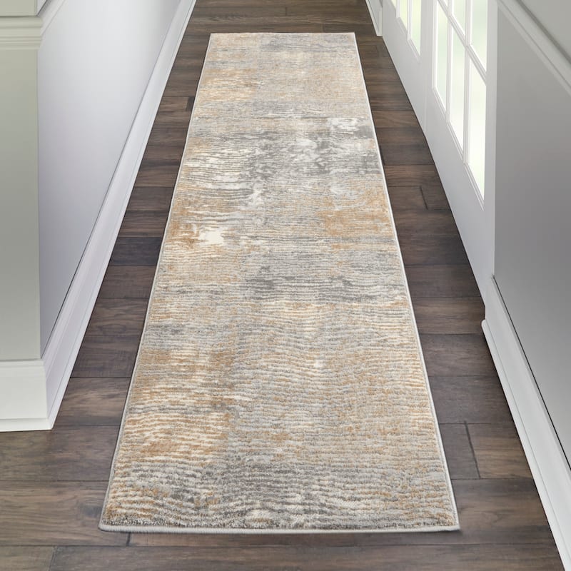 Nourison Solace Vintage Distressed Abstract Area Rug - 2'3" x 7'3" Runner - Grey/Beige - Runner/Rectangle