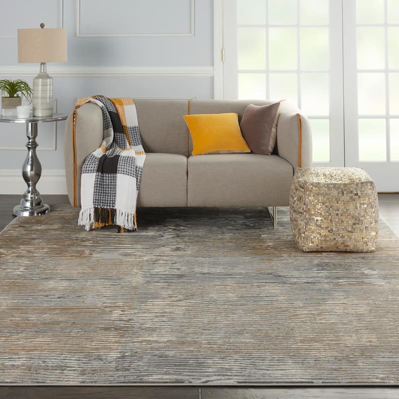 Nourison Solace Vintage Distressed Abstract Area Rug - 8' x  10' - Grey/Beige - Runner/Rectangle