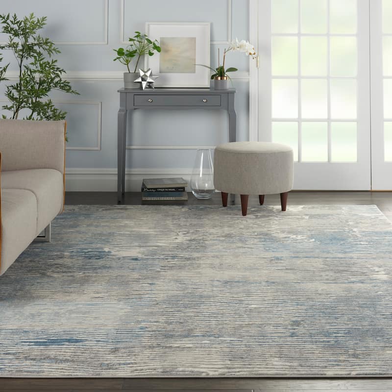 Nourison Solace Vintage Distressed Abstract Area Rug - 8' x  10' - Ivory/Grey/Blue - Runner/Rectangle