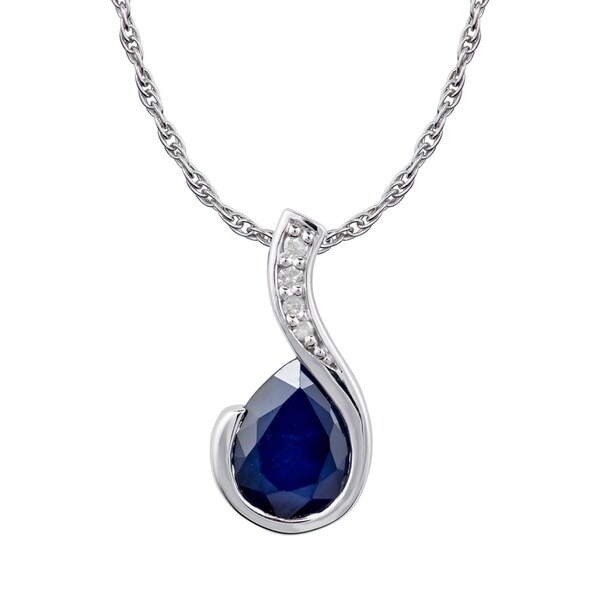 10k White Gold Round Sapphire Baby Bootie Pendant with 18 Chain