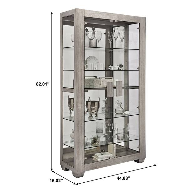 Shop Taupe Modern Lighted 5 Shelf Curio Display Cabinet On Sale