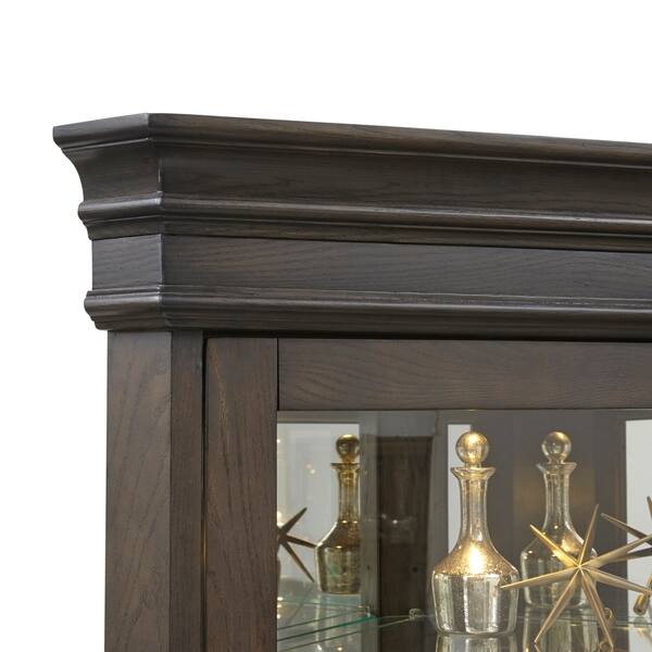 Shop Dark Oak Brown Lighted 5 Shelf Corner Curio Cabinet On Sale