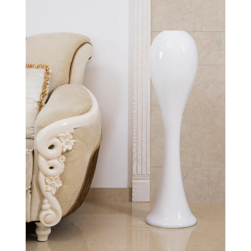 Tall White 39-inch Unique Fiberglass Modern Floor Vase