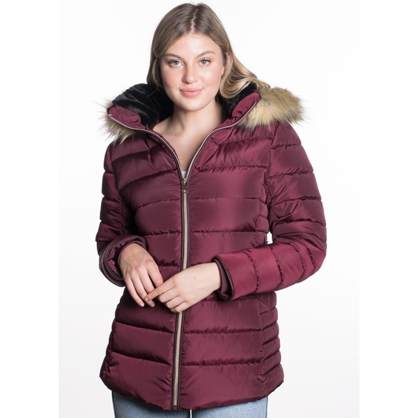 medium length puffer jacket with hood