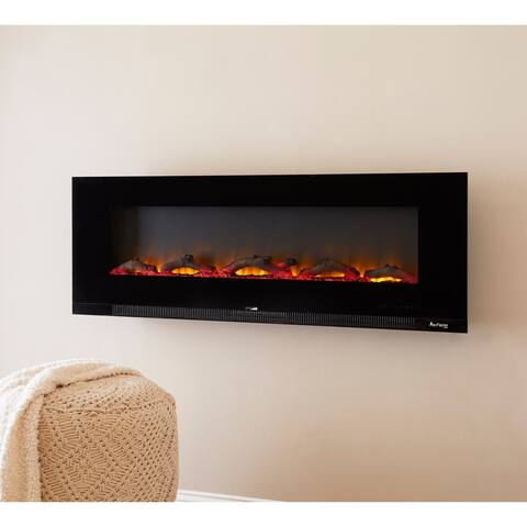 Strick & Bolton Kishi Black Wall-mounted Electric LED Fireplace