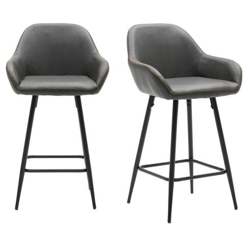 29" Bucket Upholstered Dark Gray Accent Dining Bar Chair Set OF 2 - 29 Inch Seat Height