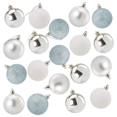 48-Pack Christmas Tree Ornaments Silver/Blue Shatterproof Small Balls Decoration