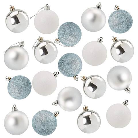 48-Pack Christmas Tree Ornaments Silver/Blue Shatterproof Small Balls Decoration