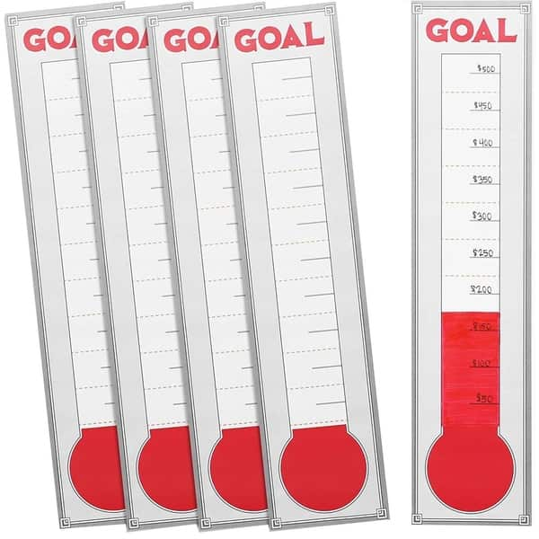 5 Pack Extra Large Goal Setting Wall Chart Thermometer for Sales 48 x ...