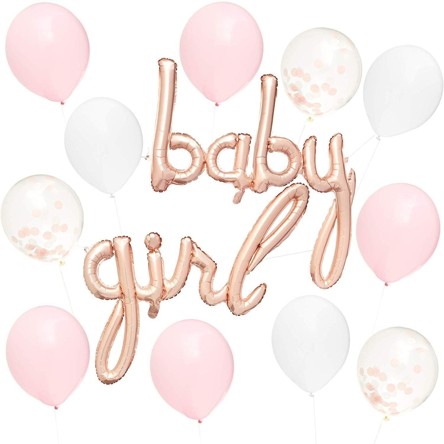 white and gold baby shower balloons