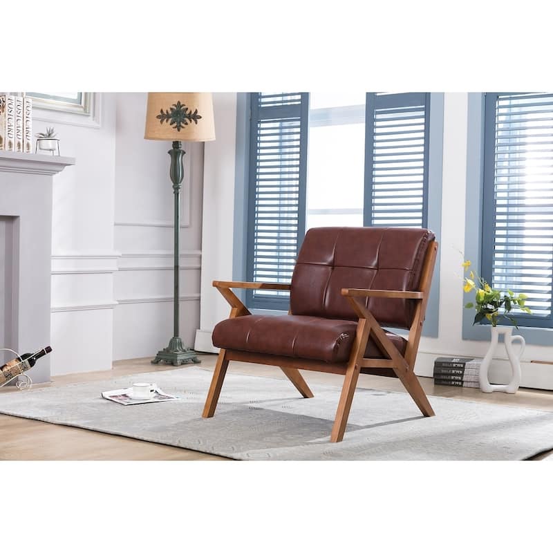 Carson Carrington Hocklehult Tufted PU Leather Accent Slipper Chair