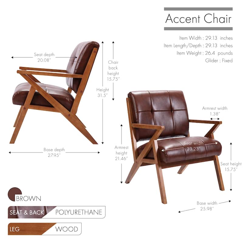Carson Carrington Hocklehult Tufted PU Leather Accent Slipper Chair