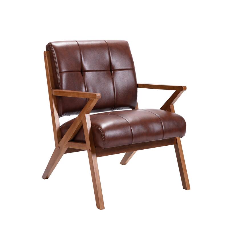 Carson Carrington Hocklehult Tufted PU Leather Accent Slipper Chair - Brown