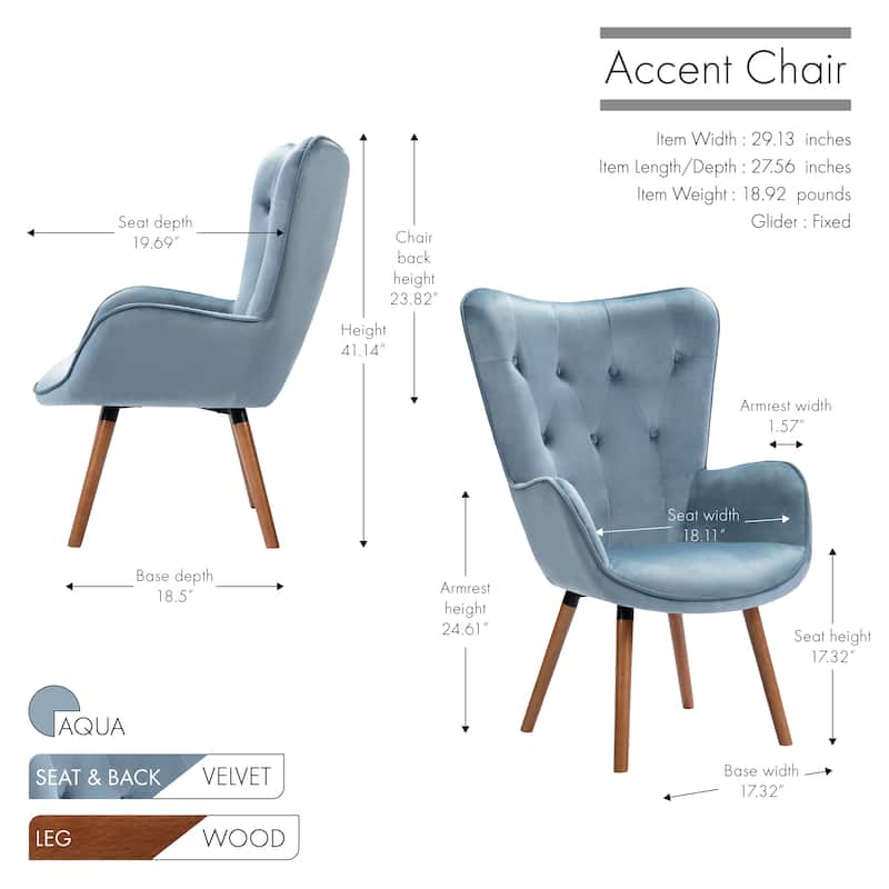 Porthos Home Fosco Arm Chairs For Living Room, Wingback in Velvet