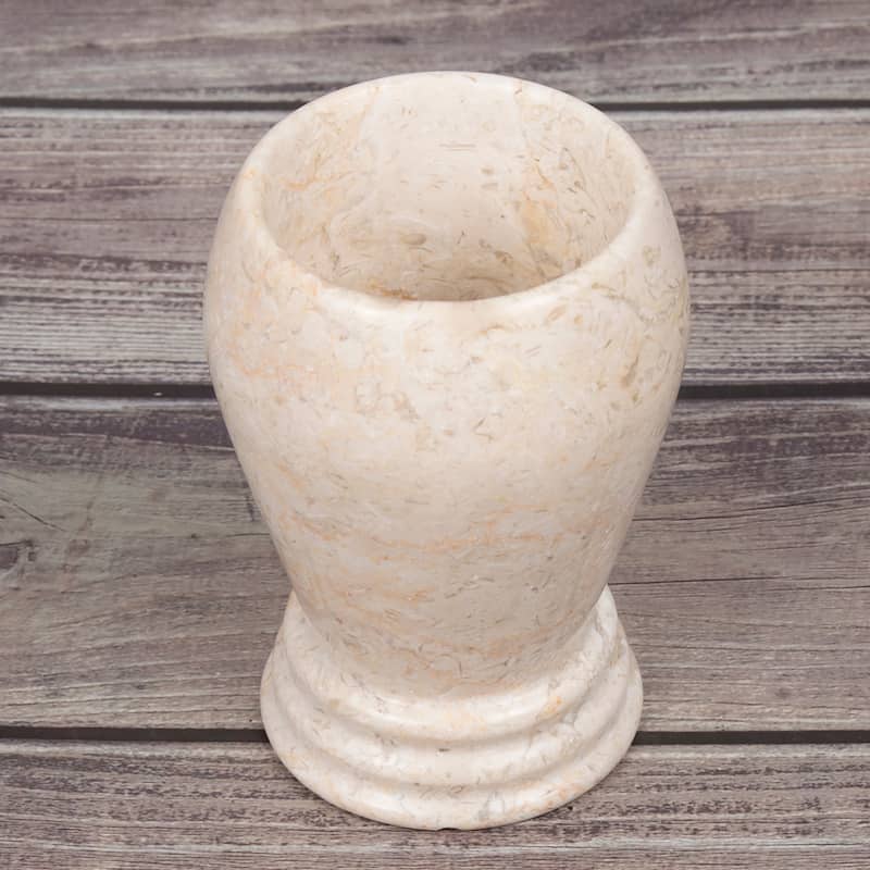 Creative Home Aladdin Collection Champagne Marble Tumbler, Toothbrush Holder, Makeup Brush Organizer - Beige
