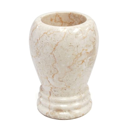 Creative Home Aladdin Collection Champagne Marble Tumbler, Toothbrush Holder, Makeup Brush Organizer - Beige