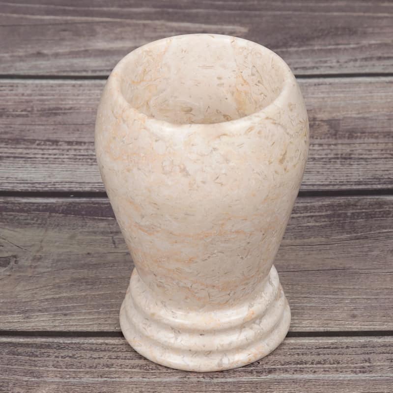 Creative Home Aladdin Collection Champagne Marble Tumbler, Toothbrush Holder, Makeup Brush Organizer - Beige