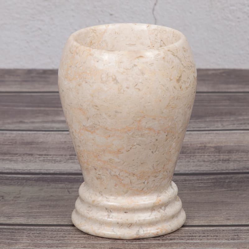 Creative Home Aladdin Collection Champagne Marble Tumbler, Toothbrush Holder, Makeup Brush Organizer - Beige
