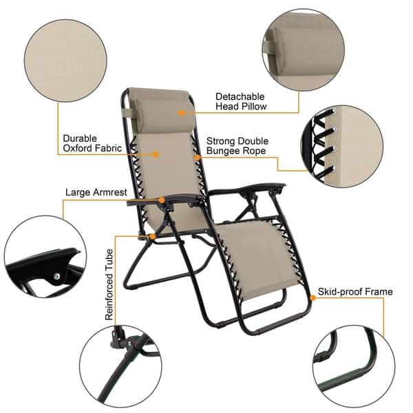 Shop Captiva Designs Zero Gravity Chair For Outdoor Patio Use
