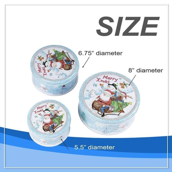 Shop Black Friday Deals On 3pcs Christmas Nesting Cake Tins Round Cookie Candy Storage Containers With Lids Overstock 30020813