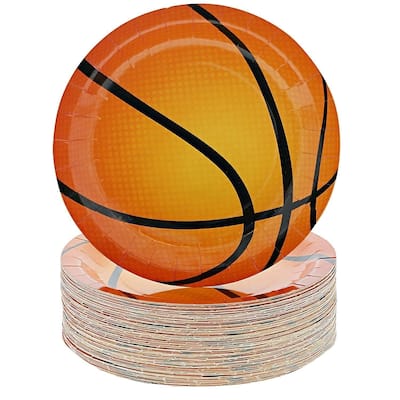 Paper Basketball Party Plates (80 Count) for Kids Birthdays Team Parties, 9 "