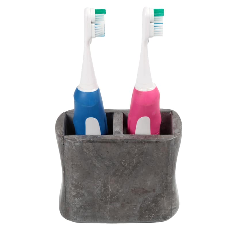 Creative Home Curvy Collection Charcoal Marble Toothbrush Holder, Tooth Brush Holder - Grey
