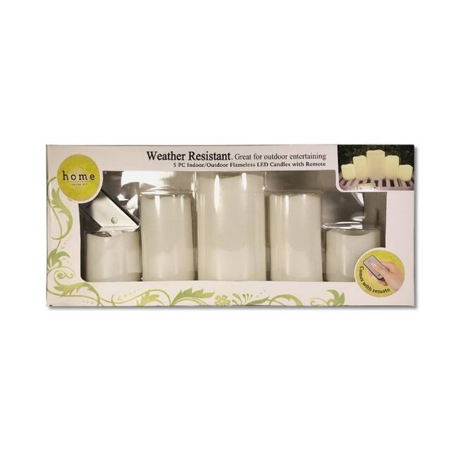 Home Trends Flameless LED Candles with Remote 5 PC Set Ivory