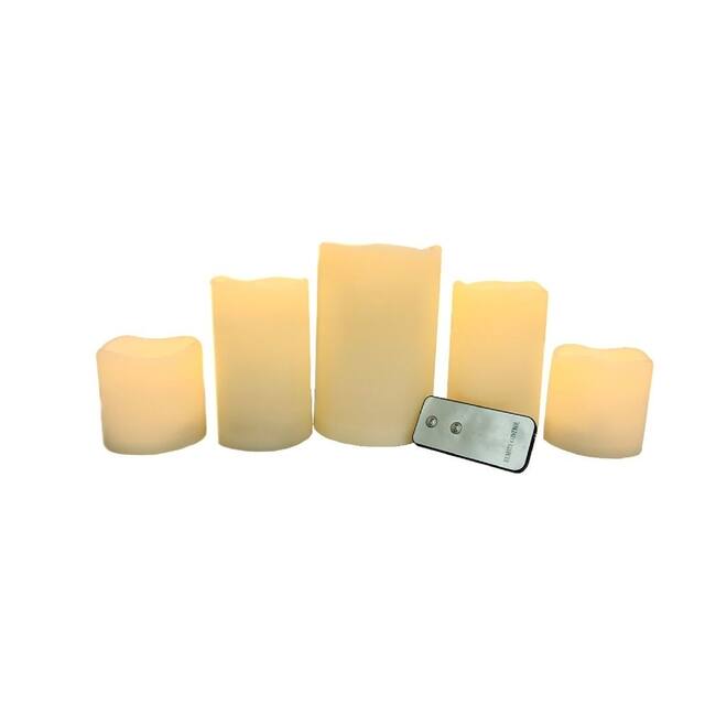Home Trends Flameless LED Candles with Remote 5 PC Set Ivory