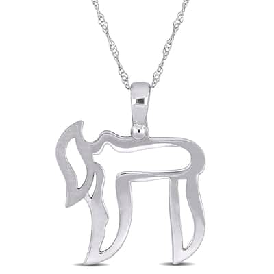 Miadora 18k White Gold Chai-Life Necklace