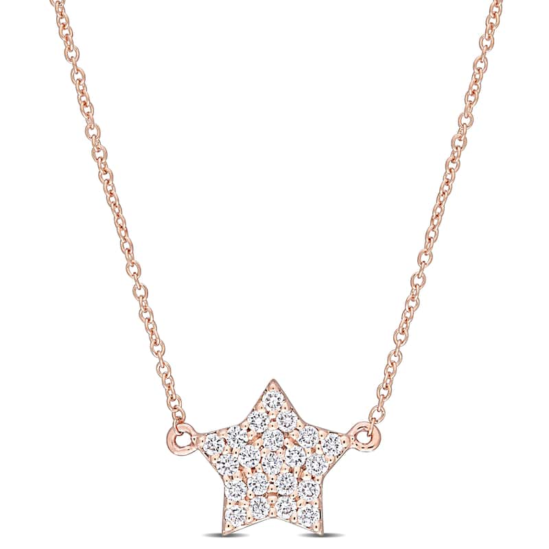 Miadora 14k Rose Gold 1/8ct TDW Diamond Star Cluster Necklace
