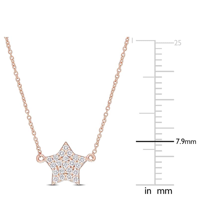 Miadora 14k Rose Gold 1/8ct TDW Diamond Star Cluster Necklace
