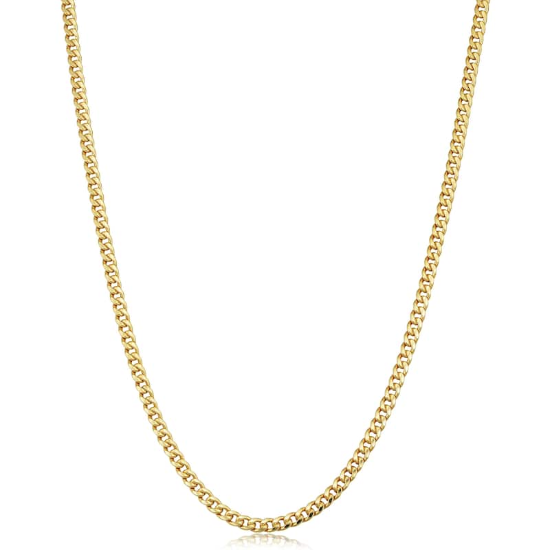 14k Yellow Gold 2.8 mm Semi-solid Miami Cuban Link Necklace