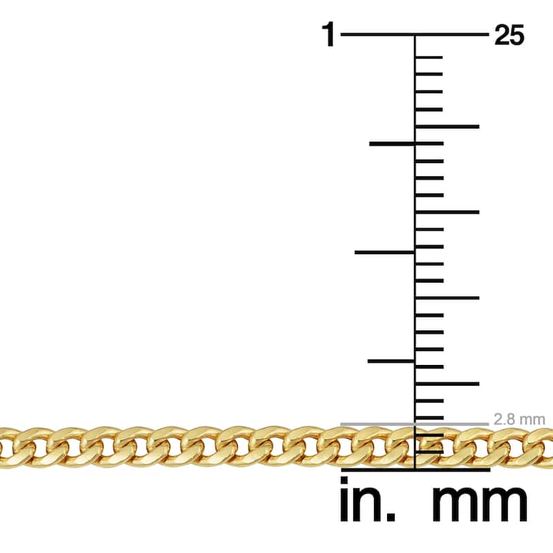 14k Yellow Gold 2.8 mm Semi-solid Miami Cuban Link Necklace