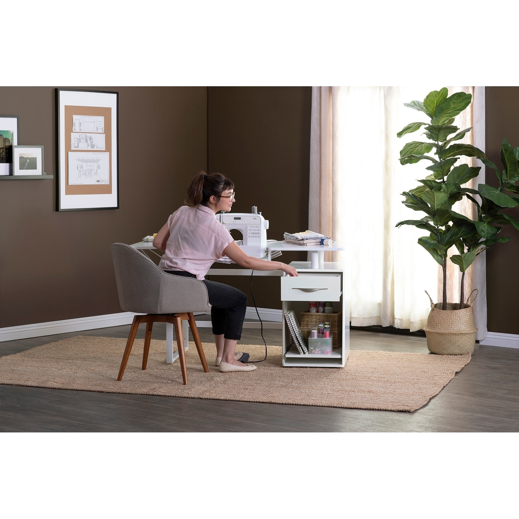 Shop Sew Ready Pro Line Craft Sewing Office Desk With Drawer And
