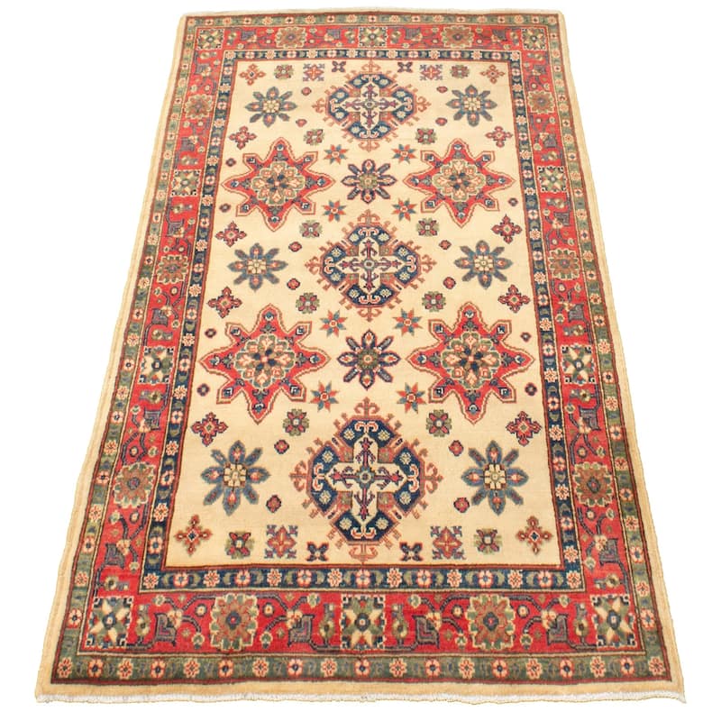 Hand-knotted Finest Gazni Cream, Copper Wool Rug - 3'10 x 6'0/3'10" x 6'0"