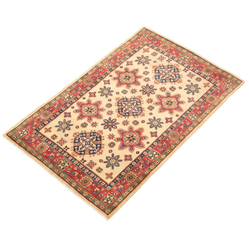 Hand-knotted Finest Gazni Cream, Copper Wool Rug - 3'10 x 6'0/3'10" x 6'0"