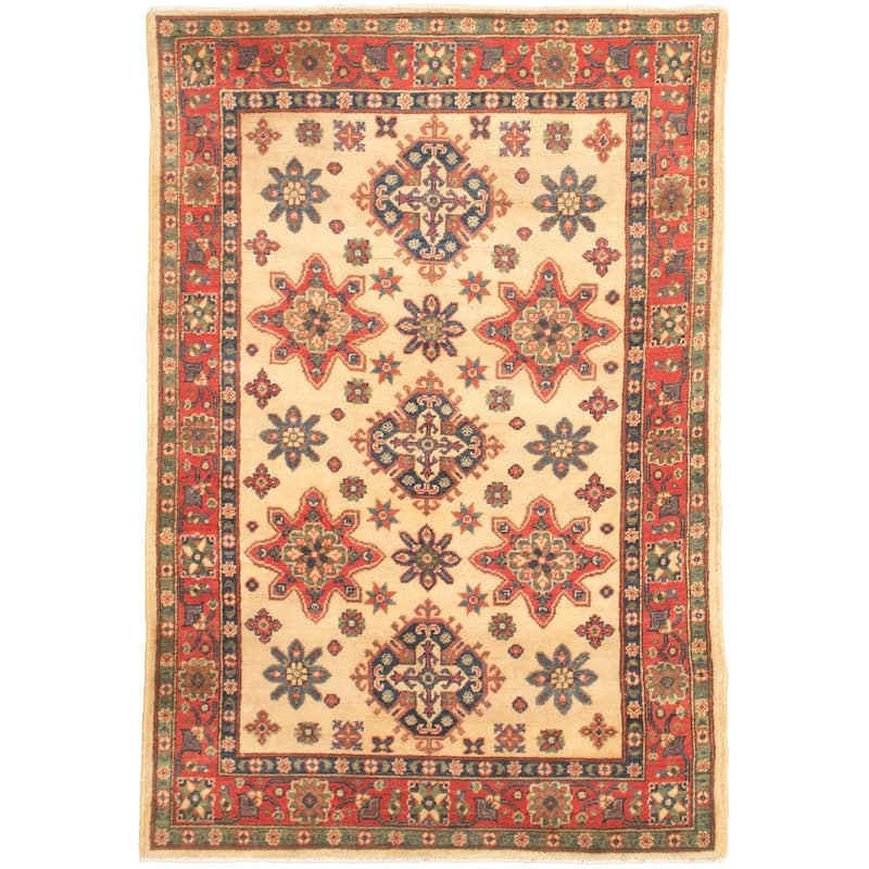 Hand-knotted Finest Gazni Cream, Copper Wool Rug - 3'10 x 6'0/3'10" x 6'0"
