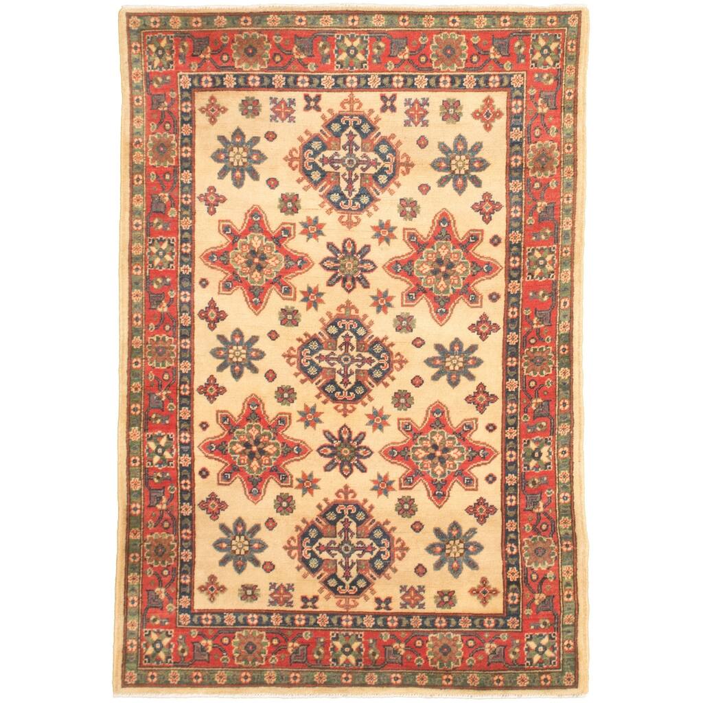 Hand-knotted Finest Gazni Cream, Copper Wool Rug - 3'10 x 6'0/3'10" x 6'0"