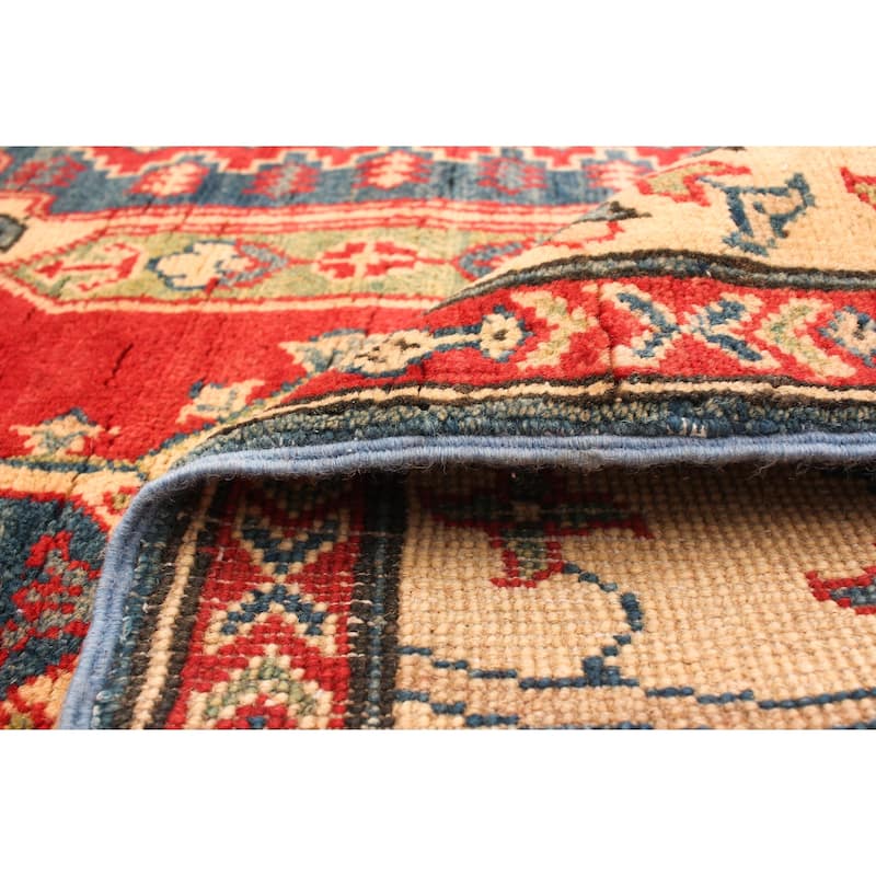 Hand-knotted Finest Gazni Blue, Red Wool Rug - 5'1" x 6'8"/5'1 x 6'8