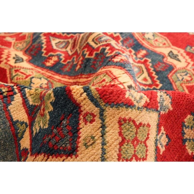 Hand-knotted Finest Gazni Blue, Red Wool Rug - 5'1" x 6'8"/5'1 x 6'8