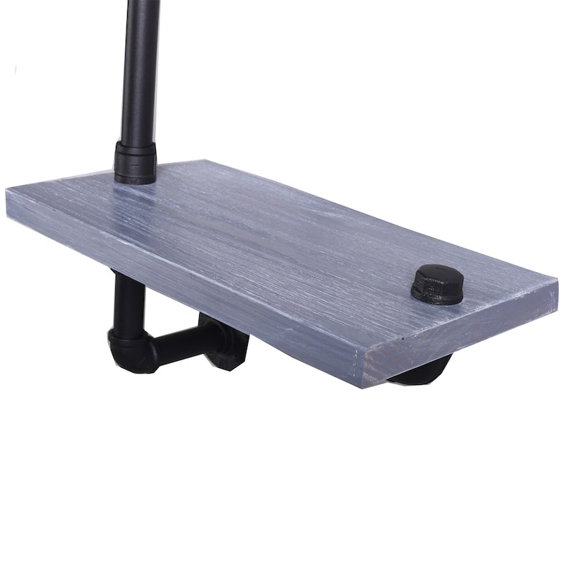 Carbon Loft Foronjy Weatherd Grey Wood and Black Pipe Wall Shelves