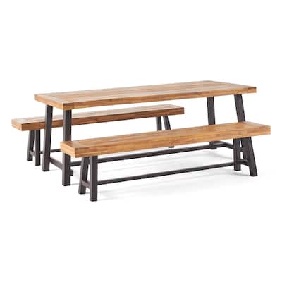 Carlisle Outdoor Acacia Wood Picnic Dining Set by Christopher Knight Home