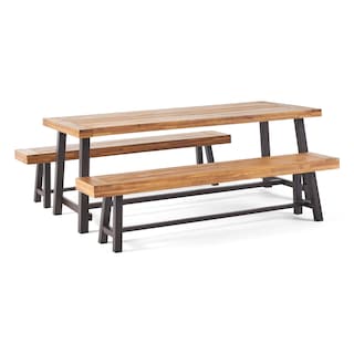 Carlisle Outdoor Acacia Wood Picnic Dining Set by Christopher Knight Home