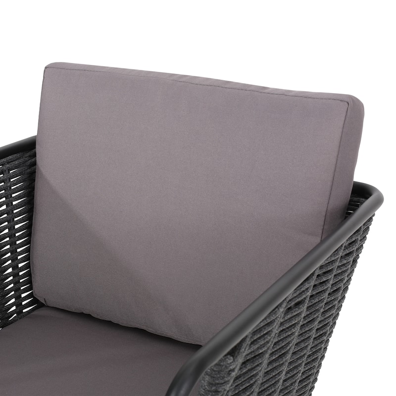 La Jolla Modern Outdoor Rope Weave Club Chair with Cushions (Set of 2) by Christopher Knight Home