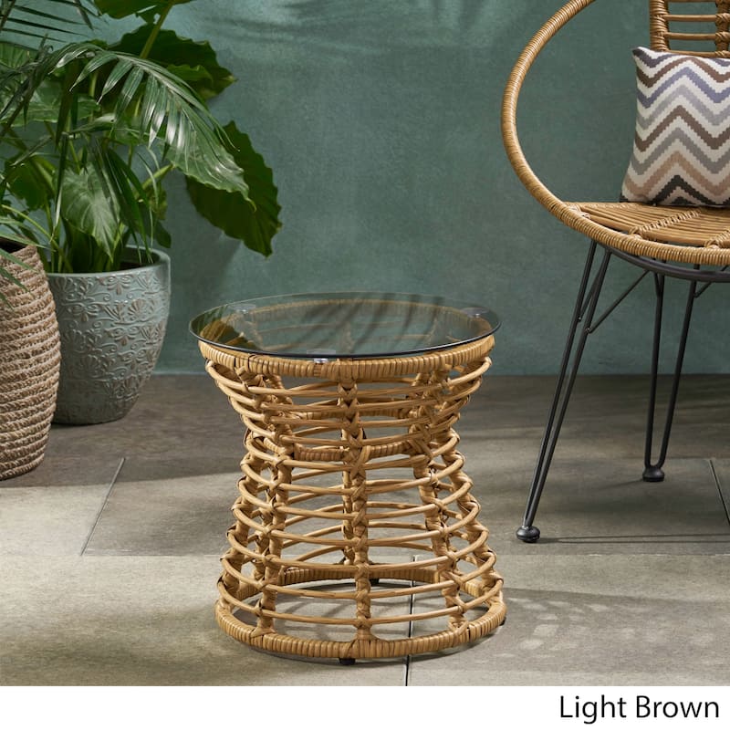 San Pedro Outdoor Wicker Side Table by Christopher Knight Home - 15.50" W x 15.50" L x 15.50" H