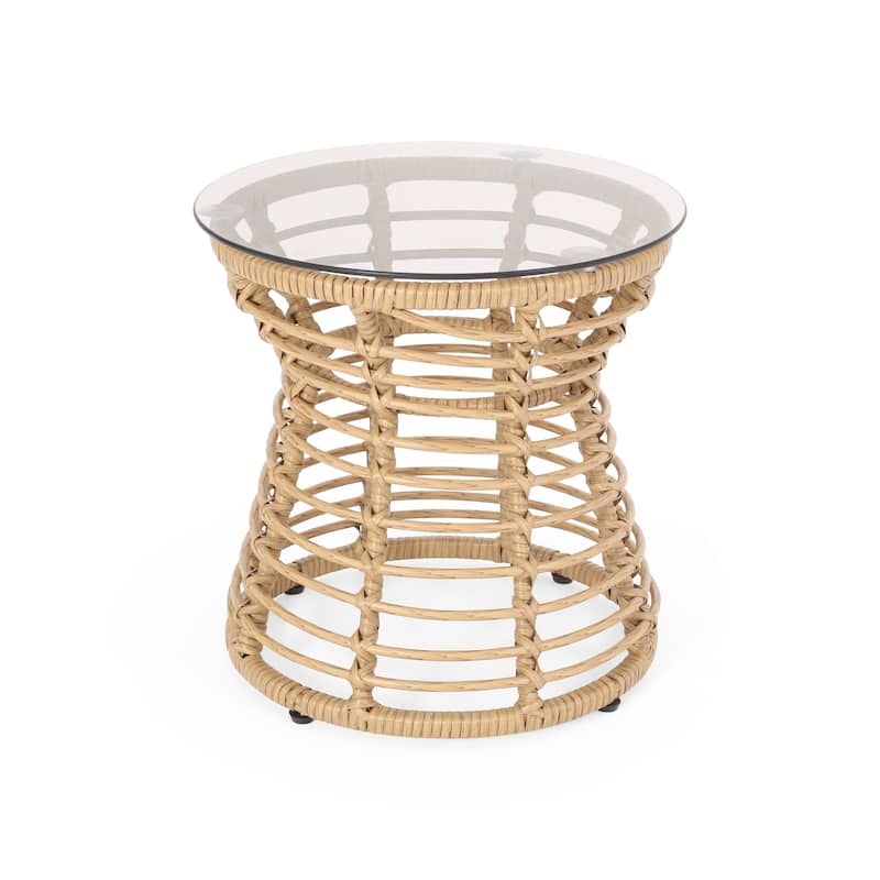 San Pedro Outdoor Wicker Side Table by Christopher Knight Home - 15.50" W x 15.50" L x 15.50" H