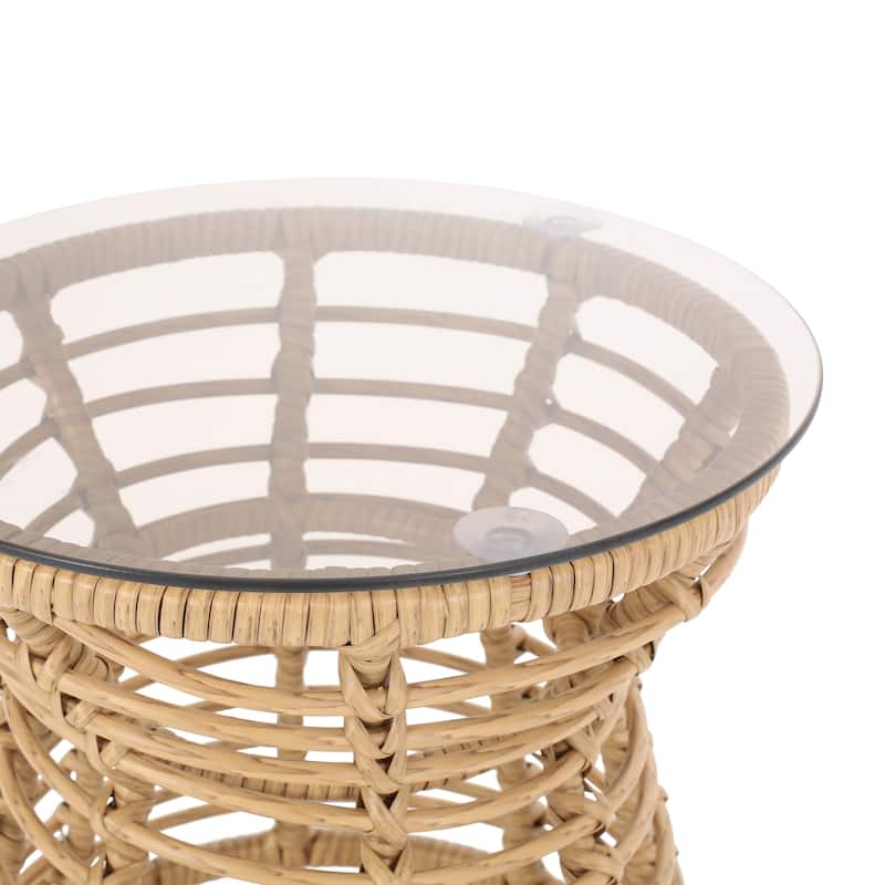 San Pedro Outdoor Wicker Side Table by Christopher Knight Home - 15.50" W x 15.50" L x 15.50" H