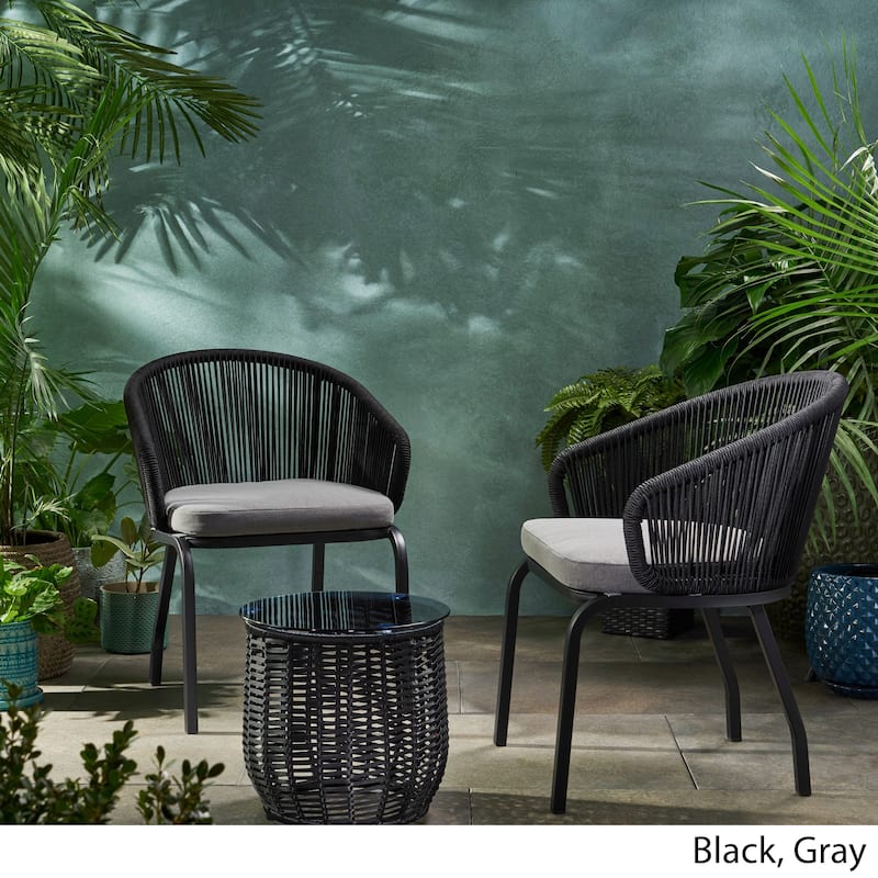 Boynton Outdoor Modern 2 Seater Chat Set by Christopher Knight Home